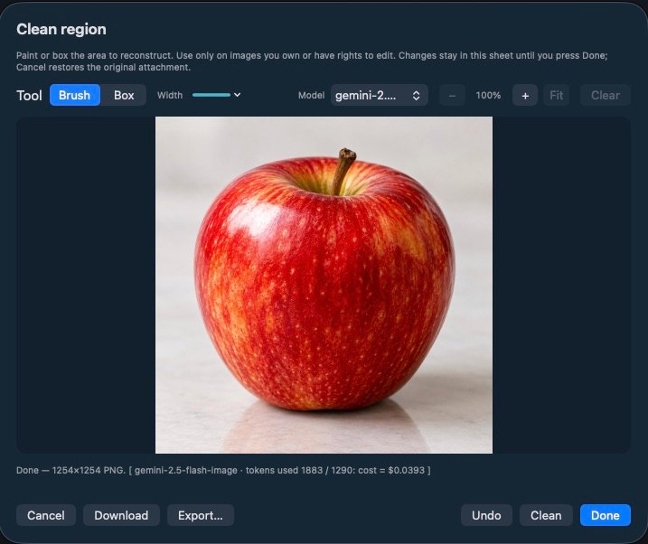 Clean region result with watermark removed